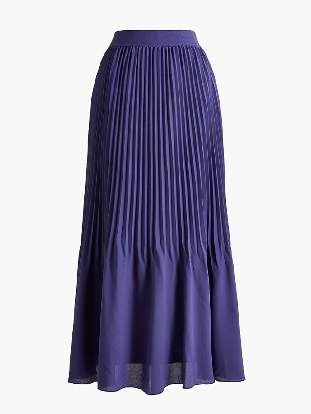 J.Crew Factory Elastic-Waist Pleated Midi Skirt Riverbed Blue Size 8